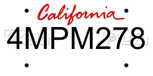 4MPM278 California License Plate