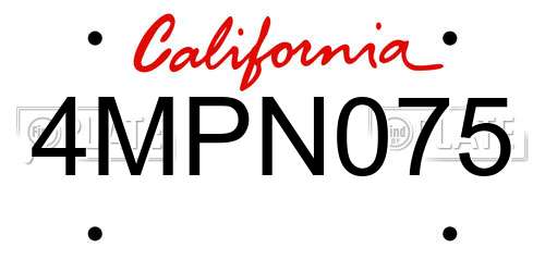 4MPN075 California License Plate