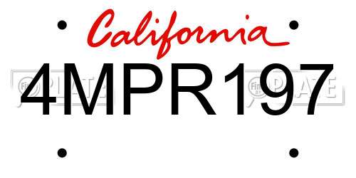 4MPR197 California License Plate