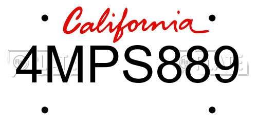 4MPS889 California License Plate