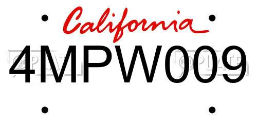 4MPW009 California License Plate