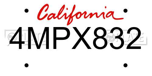 4MPX832 California License Plate