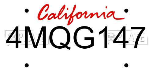 4MQG147 California License Plate