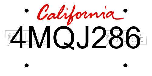 4MQJ286 California License Plate