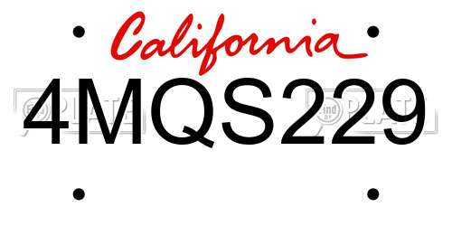 4MQS229 California License Plate
