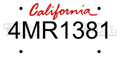 4MR1381 California License Plate