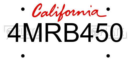 4MRB450 California License Plate