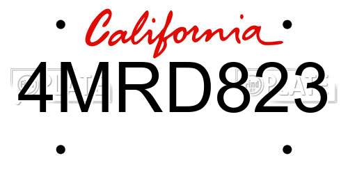 4MRD823 California License Plate
