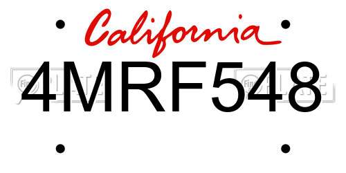 4MRF548 California License Plate