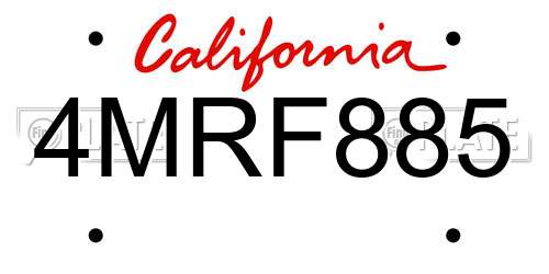 4MRF885 California License Plate