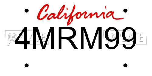 4MRM99 California License Plate