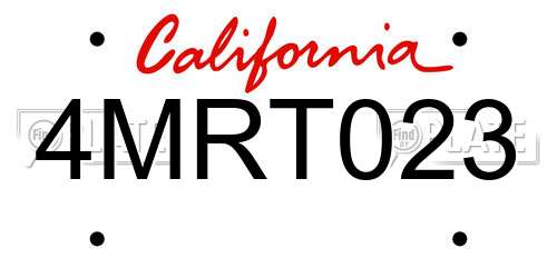 4MRT023 California License Plate