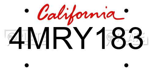 4MRY183 California License Plate