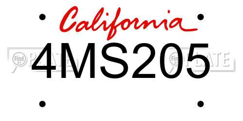 4MS205 California License Plate