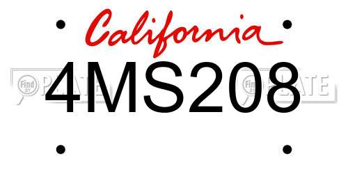 4MS208 California License Plate