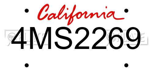 4MS2269 California License Plate