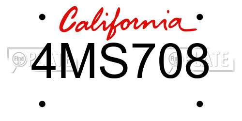 4MS708 California License Plate