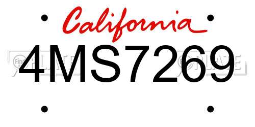 4MS7269 California License Plate