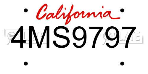 4MS9797 California License Plate
