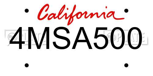 4MSA500 California License Plate
