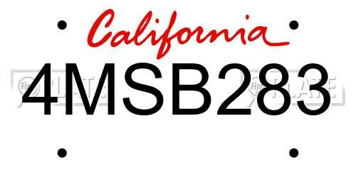4MSB283 California License Plate