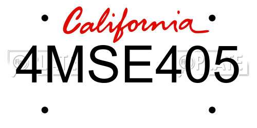 4MSE405 California License Plate