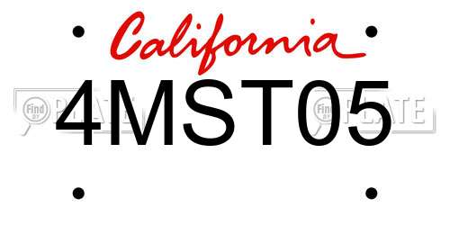 4MST05 California License Plate