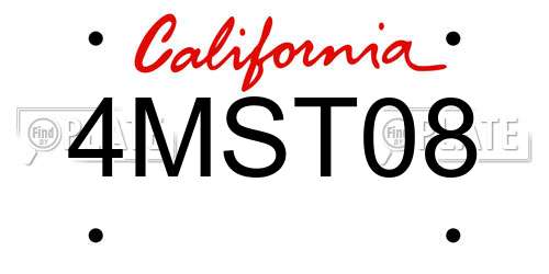 4MST08 California License Plate
