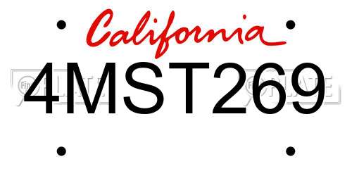 4MST269 California License Plate