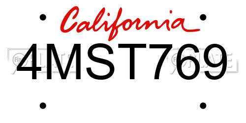 4MST769 California License Plate