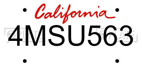 4MSU563 California License Plate