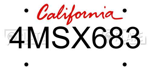 4MSX683 California License Plate