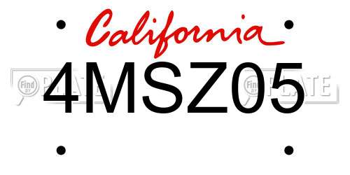 4MSZ05 California License Plate