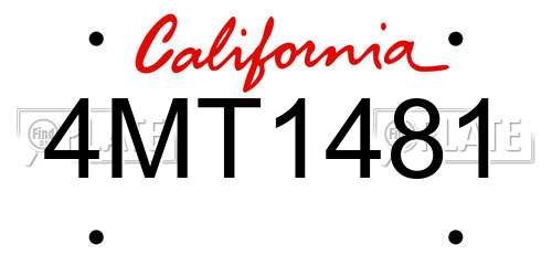 4MT1481 California License Plate