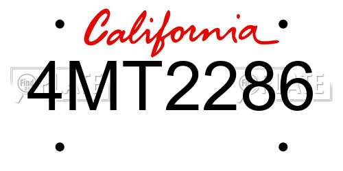 4MT2286 California License Plate