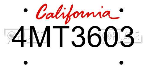 4MT3603 California License Plate