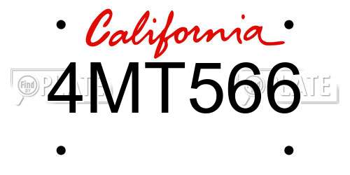 4MT566 California License Plate