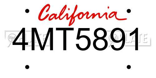 4MT5891 California License Plate