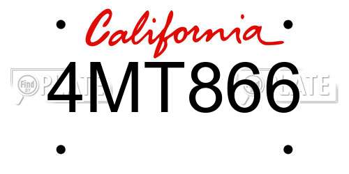 4MT866 California License Plate
