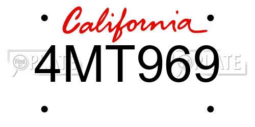 4MT969 California License Plate