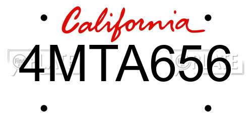 4MTA656 California License Plate