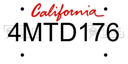 4MTD176 California License Plate