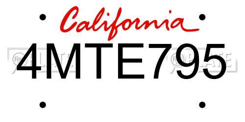 4MTE795 California License Plate