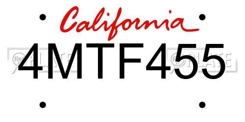 4MTF455 California License Plate