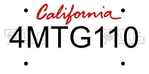 4MTG110 California License Plate