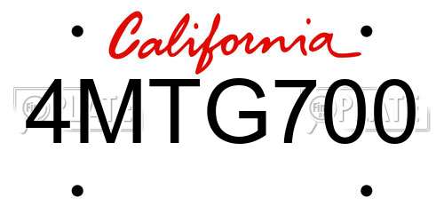 4MTG700 California License Plate