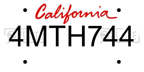 4MTH744 California License Plate