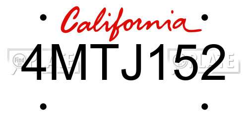 4MTJ152 California License Plate