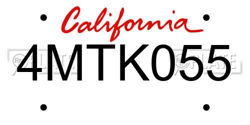 4MTK055 California License Plate