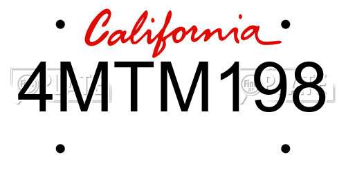 4MTM198 California License Plate